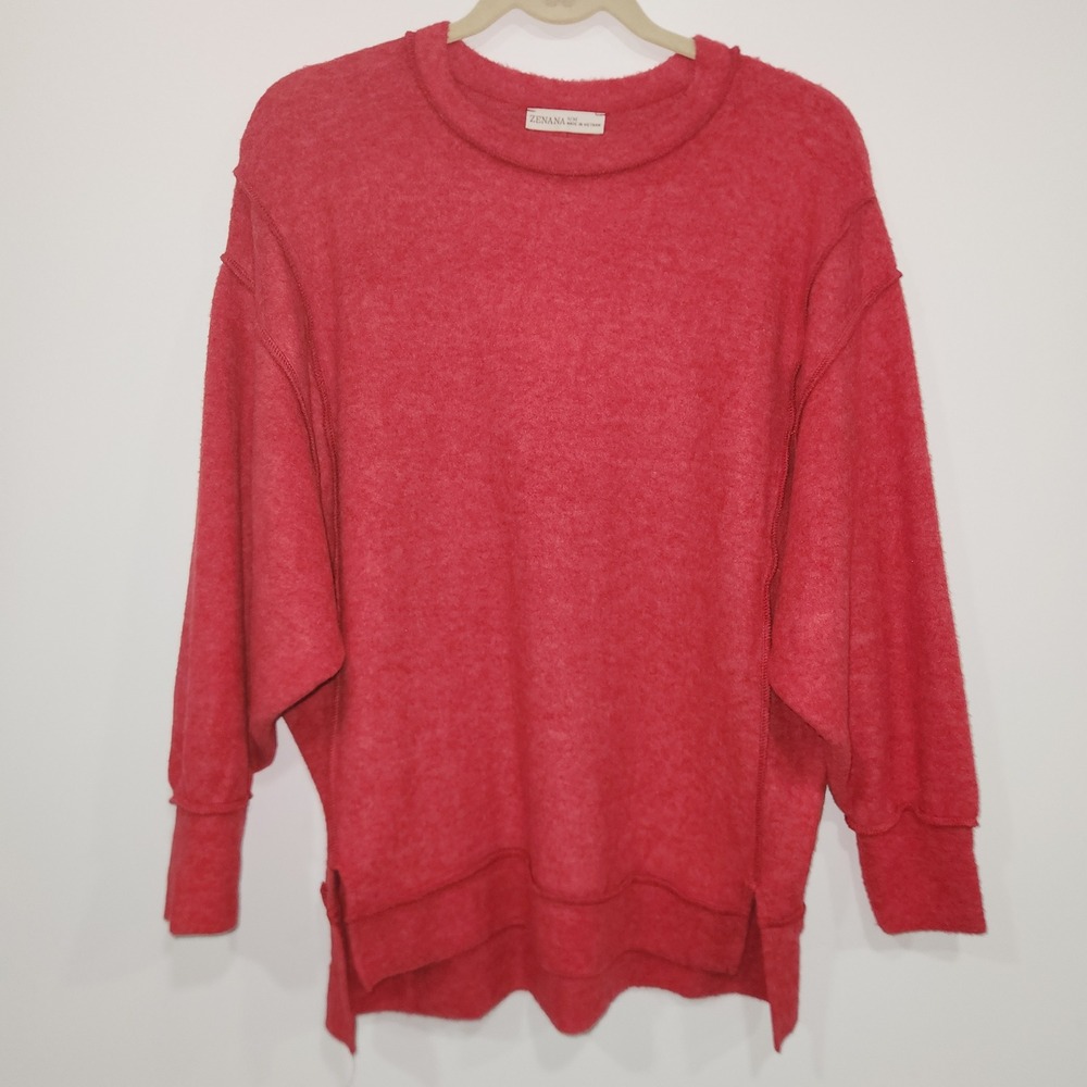 Zenana‎ Women's Ruby Fuzzy Oversized Knit Sweater S/M Long Sleeve Top